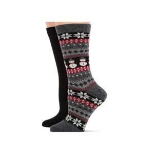 Hue Womens One Size Fits Most Holiday Snowman Fair Isle Boot Socks in Black 1008